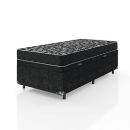 Cama Box Baú Solteiro + Colchão Espuma D20 - 56x88x188cm - e-Shop Casa - Suede Preto - 2