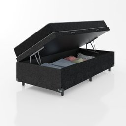 Cama Box Baú Solteiro + Colchão Espuma D20 - 56x88x188cm - e-Shop Casa - Suede Preto - 3