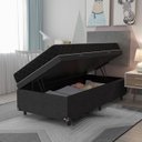 Ver imagem 7 de Cama Box Baú Solteiro + Colchão Espuma D20 - 56x88x188cm - e-Shop Casa - Suede Preto