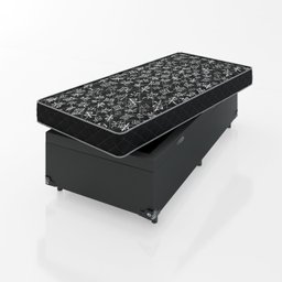 Cama Box Baú Solteiro + Colchão Espuma D20 - 56x88x188cm - e-Shop Casa - Couro Preto - 5