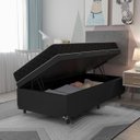 Ver imagem 7 de Cama Box Baú Solteiro + Colchão Espuma D20 - 56x88x188cm - e-Shop Casa - Couro Preto