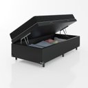 Ver imagem 3 de Cama Box Baú Solteiro + Colchão Espuma D20 - 56x88x188cm - e-Shop Casa - Couro Preto