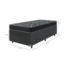 Cama Box Baú Solteiro + Colchão Espuma D20 - 56x88x188cm - e-Shop Casa - Couro Preto - 4