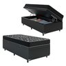 Cama Box Baú Solteiro + Colchão Espuma D20 - 56x88x188cm - e-Shop Casa - Couro Preto - 1