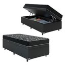 Ver imagem 1 de Cama Box Baú Solteiro + Colchão Espuma D20 - 56x88x188cm - e-Shop Casa - Couro Preto