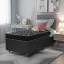 Ver imagem 6 de Cama Box Baú Solteiro + Colchão Espuma D20 - 56x88x188cm - e-Shop Casa - Couro Preto