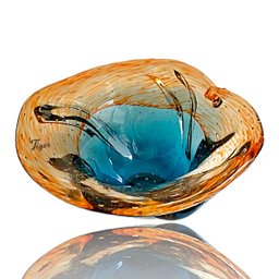 Centro de Mesa Cristal Murano Azul Marinho e Marrom Tamanho 25cm Tiger Gifts Estilo São Marcos Janta - 6