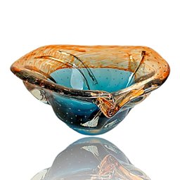 Centro de Mesa Cristal Murano Azul Marinho e Marrom Tamanho 25cm Tiger Gifts Estilo São Marcos Janta - 7