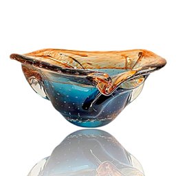 Centro de Mesa Cristal Murano Azul Marinho e Marrom Tamanho 25cm Tiger Gifts Estilo São Marcos Janta - 4