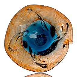 Centro de Mesa Cristal Murano Azul Marinho e Marrom Tamanho 25cm Tiger Gifts Estilo São Marcos Janta - 3
