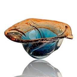 Centro de Mesa Cristal Murano Azul Marinho e Marrom Tamanho 25cm Tiger Gifts Estilo São Marcos Janta - 5