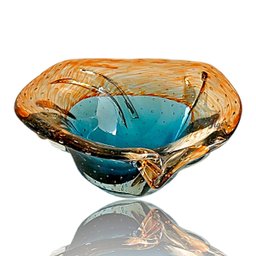 Centro de Mesa Cristal Murano Azul Marinho e Marrom Tamanho 25cm Tiger Gifts Estilo São Marcos Janta - 8