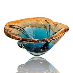 Centro de Mesa Cristal Murano Azul Marinho e Marrom Tamanho 25cm Tiger Gifts Estilo São Marcos Janta - 9