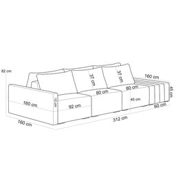 Sofá Ilha Modular para Sala 312cm com Puff Dublin K01 Bouclê Creme - Lyam Decor - 5