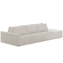 Sofá Ilha Modular para Sala 312cm com Puff Dublin K01 Bouclê Creme - Lyam Decor - 1