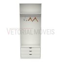 Ver imagem 4 de Armário Cabideiro Gaveteiro Misto M59 Closet loja - Branco