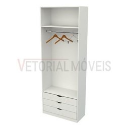 Armário Cabideiro Gaveteiro Misto M59 Closet loja - Branco - 1