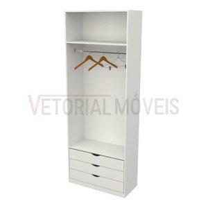 Armário Cabideiro Gaveteiro Misto M59 Closet loja - Branco