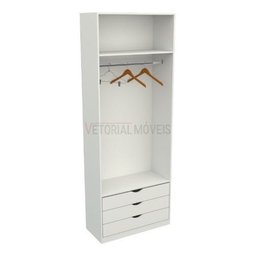 Armário Cabideiro Gaveteiro Misto M59 Closet loja - Branco - 3