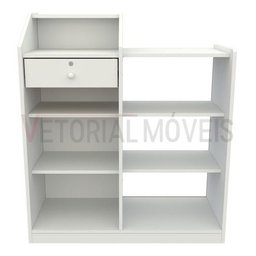 Balcão Caixa Vitrine Esquerdo MDP Loja Atendimento Recepção - Branco - 6