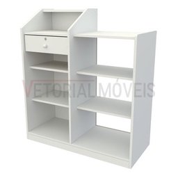Balcão Caixa Vitrine Esquerdo MDP Loja Atendimento Recepção - Branco - 5
