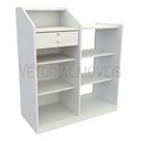 Ver imagem 1 de Balcão Caixa Vitrine Esquerdo MDP Loja Atendimento Recepção - Branco