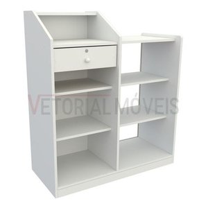 Balcão Caixa Vitrine Esquerdo MDP Loja Atendimento Recepção - Branco