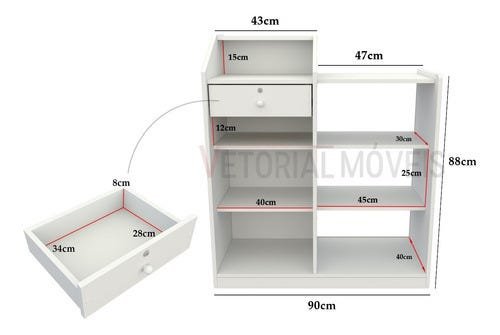 Balcão Caixa Vitrine Esquerdo MDP Loja Atendimento Recepção - Branco - 2