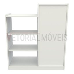 Balcão Caixa Vitrine Esquerdo MDP Loja Atendimento Recepção - Branco - 9