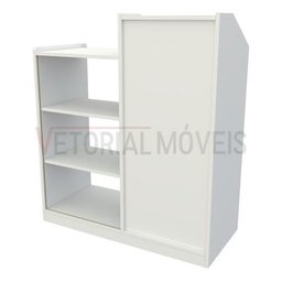 Balcão Caixa Vitrine Esquerdo MDP Loja Atendimento Recepção - Branco - 8