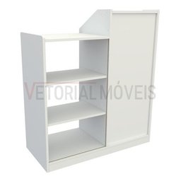 Balcão Caixa Vitrine Esquerdo MDP Loja Atendimento Recepção - Branco - 7