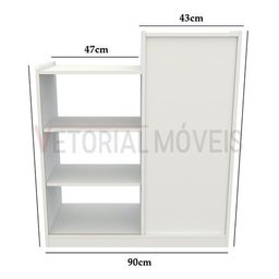 Balcão Caixa Vitrine Esquerdo MDP Loja Atendimento Recepção - Branco - 3