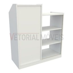 Balcão Caixa Vitrine MDP Loja Recepção Atendimento - Branco - 7