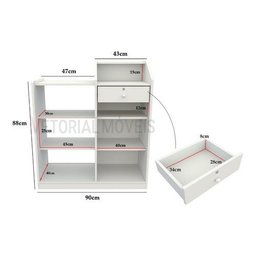 Balcão Caixa Vitrine MDP Loja Recepção Atendimento - Branco - 2