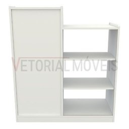 Balcão Caixa Vitrine MDP Loja Recepção Atendimento - Branco - 6