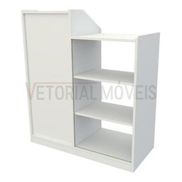Balcão Caixa Vitrine MDP Loja Recepção Atendimento - Branco - 8