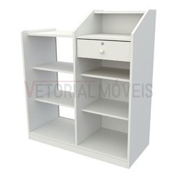 Balcão Caixa Vitrine MDP Loja Recepção Atendimento - Branco - 1