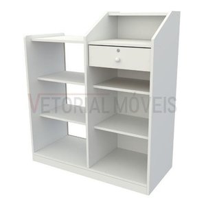 Balcão Caixa Vitrine MDP Loja Recepção Atendimento - Branco