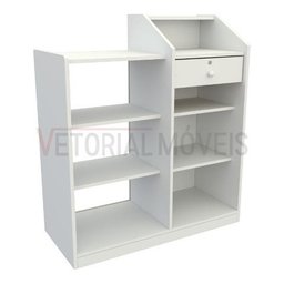 Balcão Caixa Vitrine MDP Loja Recepção Atendimento - Branco - 4