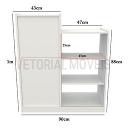 Balcão Caixa Vitrine MDP Loja Recepção Atendimento - Branco - 3