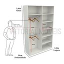 Ver imagem 1 de Armário Colmeia Cabideiro Duplo M15 100% Mdf (closet, Lojas) - Branco