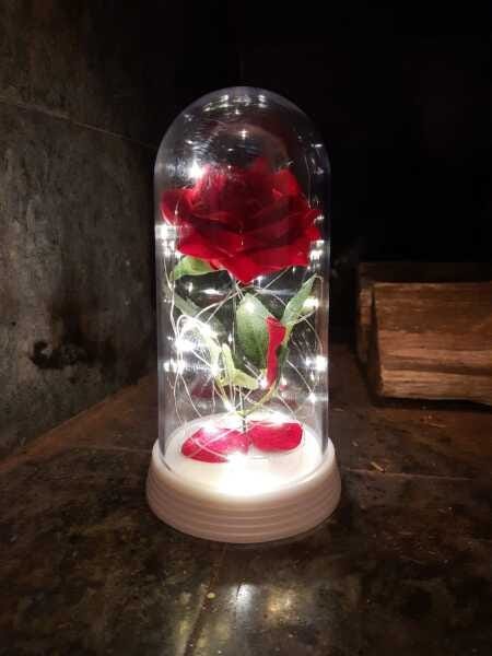 Luminária A Rosa Encantada A Bela E A Fera Perola Frio - Vermelho - 1