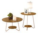 Ver imagem 1 de Mesinha Centro + Mesa Lateral Mdf com Pés Ferro Estilo Retrô - Pintura Uv - Marrom