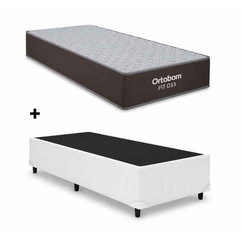 Cama Base Solteiro Branco Colchao Fit D33 Espuma 88x188 - Ortobom
