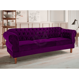 Namoradeira Chesterfield Elisabeth 3 Lugares Via Encanto Veludo Beringela - 2