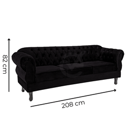 Namoradeira Chesterfield Elisabeth 3 Lugares Via Encanto Veludo Beringela - 3