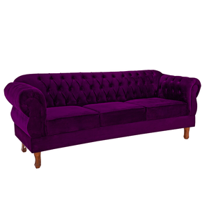 Namoradeira Chesterfield Elisabeth 3 Lugares Via Encanto Veludo Beringela