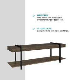 Rack para TV Madeirado e Tubos Preto Carraro - 3
