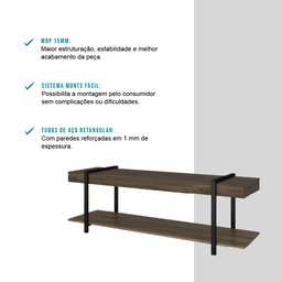 Rack para TV Madeirado e Tubos Preto Carraro - 4