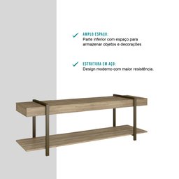 Rack para TV Madeirado e Tubos Preto Carraro - 4